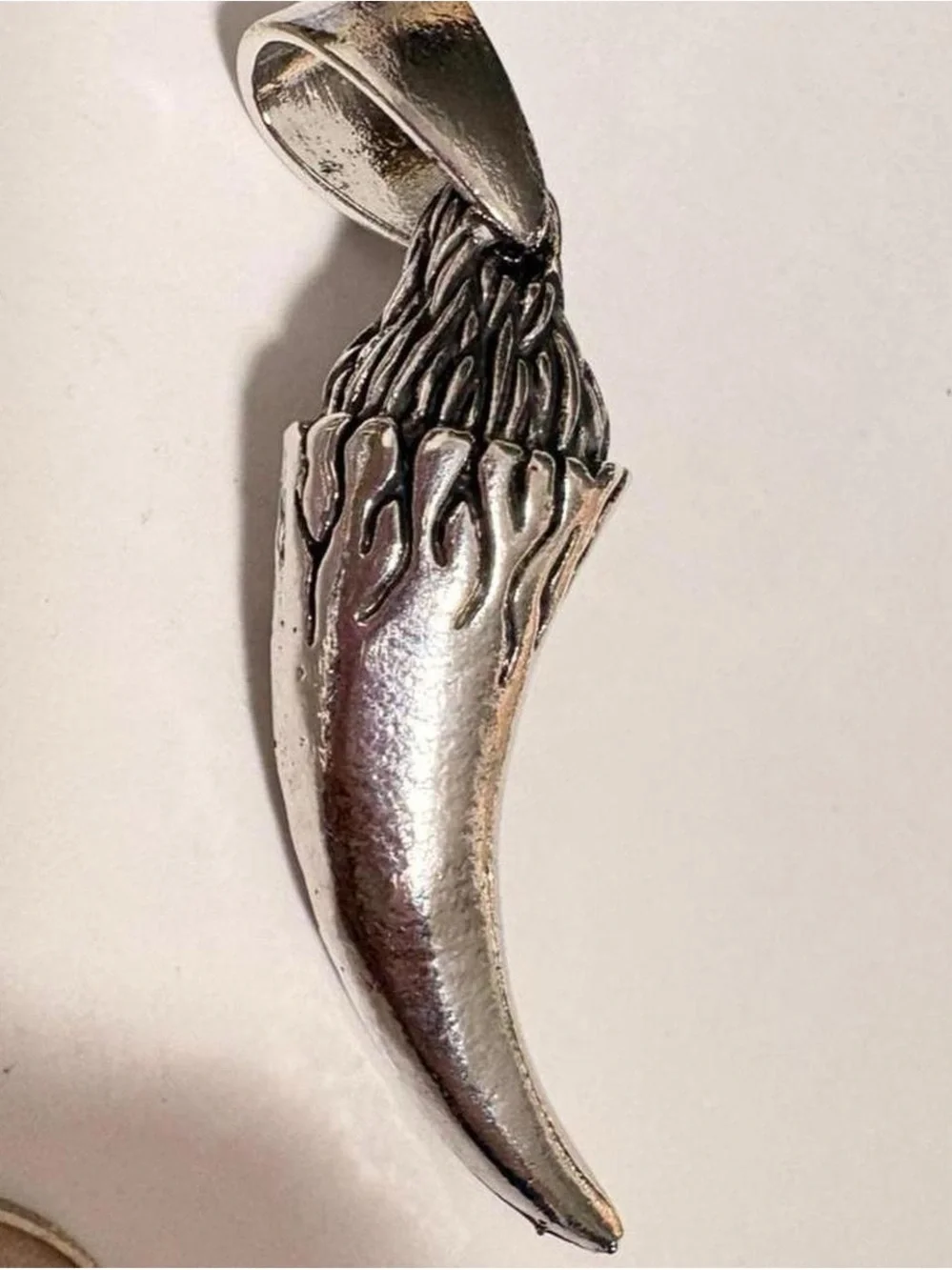 Men's Silver tone Tribal Horn Pendant